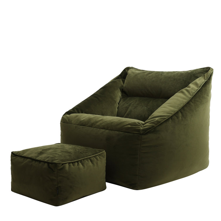 Isabelle & Max icon Natalia Velvet Giant Bean Bag Armchair & Footstool
